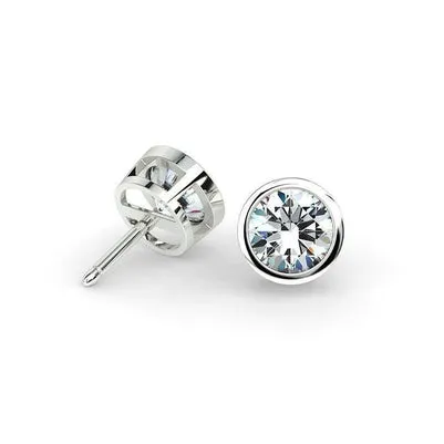GB Earrings Bezel Set 450 Carats Sparkling Round Cut Natural Earth Mined Diamond Stud Earrings GB Earrings Bezel Set 450 Carats Sparkling Round Cut Natural Earth Mined Diamond Stud Earrings