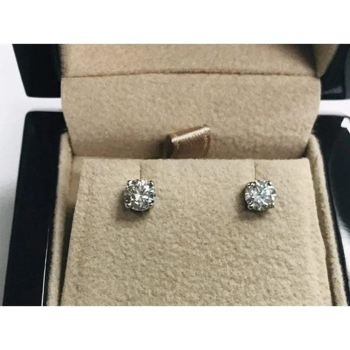 GB Earrings Genuine Natural Earth Mined Diamond White Gold Stud Earrings 1 Ct Solitaire GB Earrings Genuine Natural Earth Mined Diamond White Gold Stud Earrings 1 Ct Solitaire
