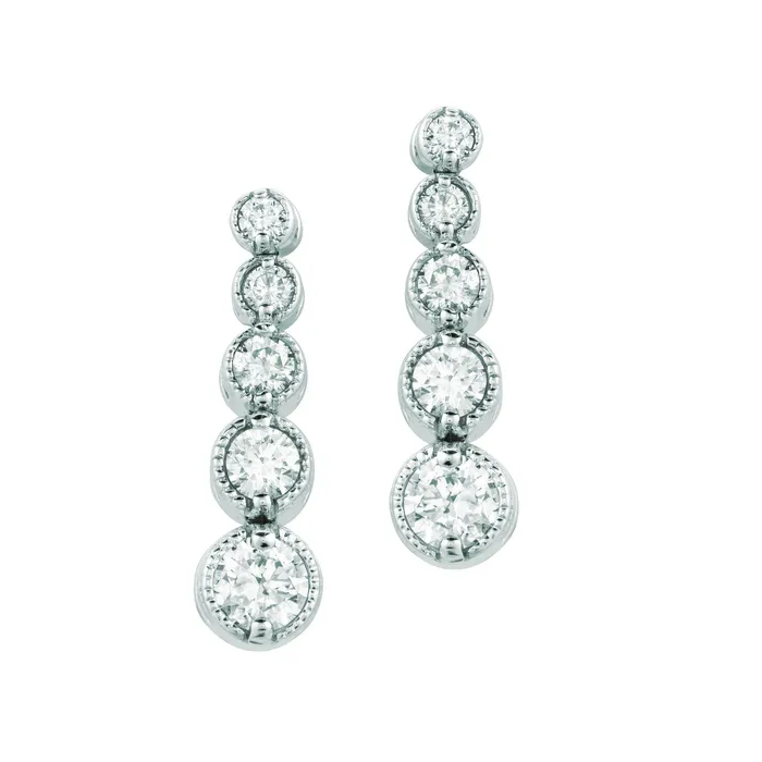 GB Earrings Natural Earth Mined Diamond Drop Earrings 101 Carats 14K White Gold