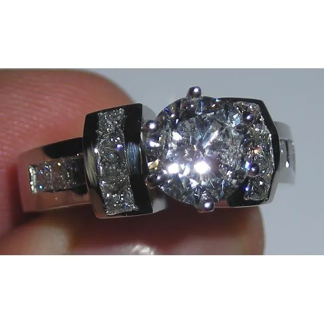 GB Natural Earth Mined Diamond Engagement Ring 271 Carats Princess and Round White Gold 14K Rings GB Natural Earth Mined Diamond Engagement Ring 271 Carats Princess and Round White Gold 14K Rings