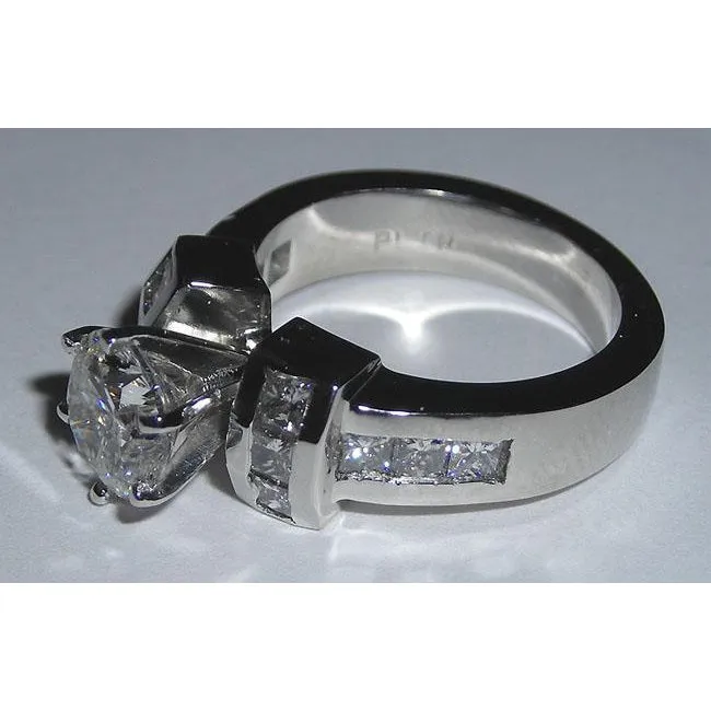 GB Natural Earth Mined Diamond Engagement Ring 271 Carats Princess and Round White Gold 14K Rings