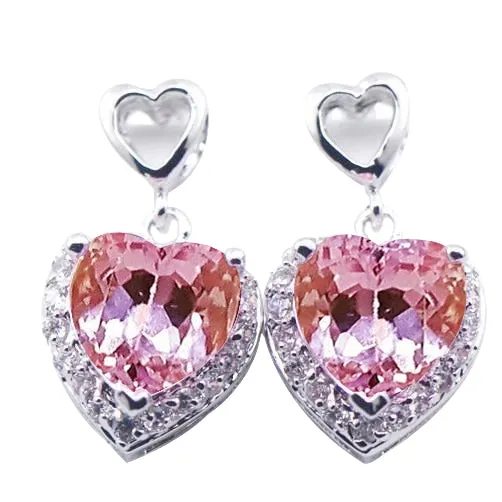 GB Natural Earth Mined Diamond Stud Women Earring 2028 Ct White Gold Heart Cut Kunzite Earrings GB Natural Earth Mined Diamond Stud Women Earring 2028 Ct White Gold Heart Cut Kunzite Earrings