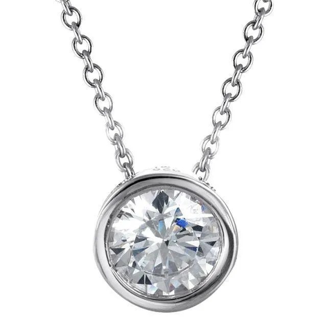 GB Necklaces Bezel Set Pendant White Gold Solitare Sparkling Round 2 Ct Natural Earth Mined Diamond GB Necklaces Bezel Set Pendant White Gold Solitare Sparkling Round 2 Ct Natural Earth Mined Diamond