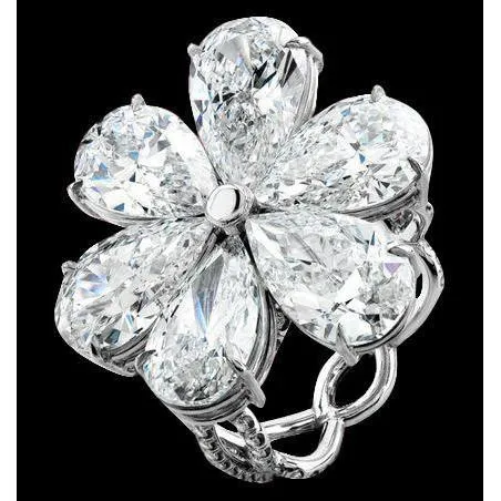 GB Pear Natural Earth Mined Diamond Engagement Ring 5 Carat White Gold Flower Shape Ring New Rings GB Pear Natural Earth Mined Diamond Engagement Ring 5 Carat White Gold Flower Shape Ring New Rings
