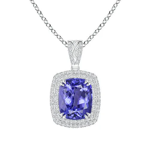 GB Prong Set Tanzanite With Natural Earth Mined Diamonds 1625 Ct Pendant With Chain Gold Necklaces GB Prong Set Tanzanite With Natural Earth Mined Diamonds 1625 Ct Pendant With Chain Gold Necklaces