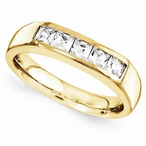 GB Rings 1 Carat Princess Real Natural Earth Mined Diamond Anniversary Ring Yellow Gold 14K GB Rings 1 Carat Princess Real Natural Earth Mined Diamond Anniversary Ring Yellow Gold 14K