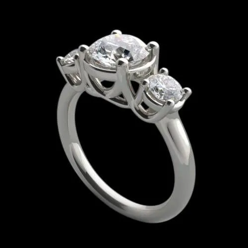 GB Rings 4 Carat Lucida Natural Earth Mined Diamond Three Stone Ring Engagement White Gold Jewelry