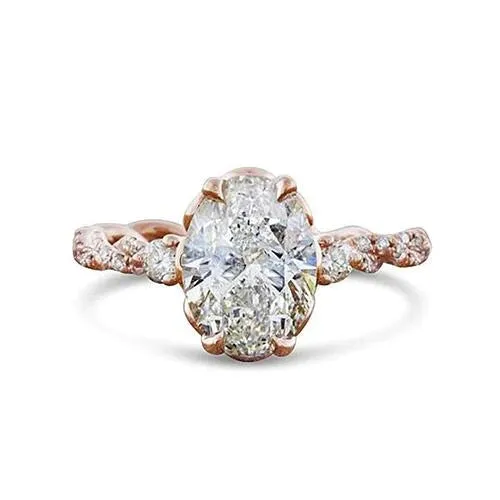 GB Rings Eagle Claw Prongs Oval Wedding Ring Rope Style Rose Gold 14K 215 Ct Natural Earth Mined Diamond GB Rings Eagle Claw Prongs Oval Wedding Ring Rope Style Rose Gold 14K 215 Ct Natural Earth Mined Diamond