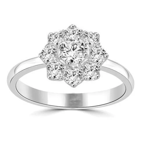 GB Rings Flower Style Natural Earth Mined Diamond Engagement Ring 325 Carats Halo 14K White Gold GB Rings Flower Style Natural Earth Mined Diamond Engagement Ring 325 Carats Halo 14K White Gold