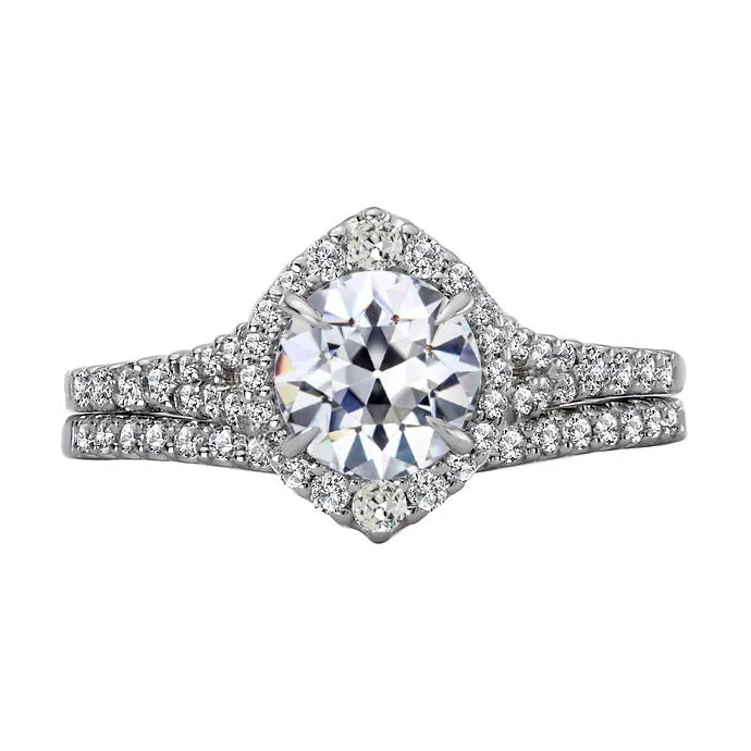 GB Rings Halo Wedding Ring Set Round Old Miner Natural Earth Mined Diamond Prong Pave Set 6 Carats GB Rings Halo Wedding Ring Set Round Old Miner Natural Earth Mined Diamond Prong Pave Set 6 Carats