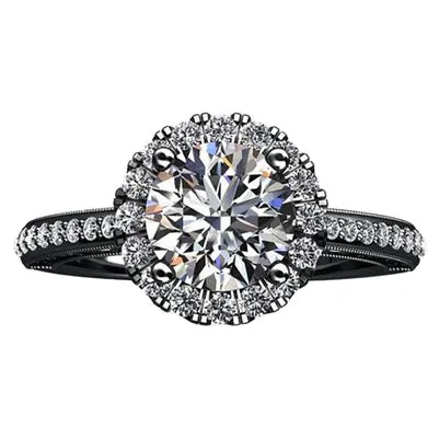 GB Rings Natural Earth Mined Diamond Flower Style Halo Engagement Ring 275 Carats Black Gold 14K GB Rings Natural Earth Mined Diamond Flower Style Halo Engagement Ring 275 Carats Black Gold 14K