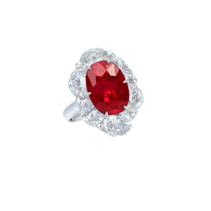 GB Rings Red Ruby With Halo Natural Earth Mined Diamond Ring White Gold 14K 525 Ct Gemstone New GB Rings Red Ruby With Halo Natural Earth Mined Diamond Ring White Gold 14K 525 Ct Gemstone New