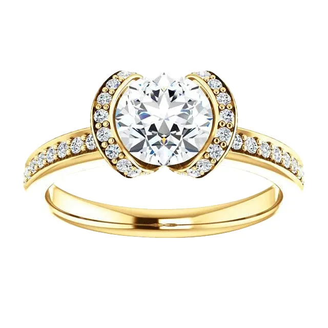GB Rings Yellow Gold 186 Carat Round Natural Earth Mined Diamond Solitaire With Accents Fancy Ring GB Rings Yellow Gold 186 Carat Round Natural Earth Mined Diamond Solitaire With Accents Fancy Ring