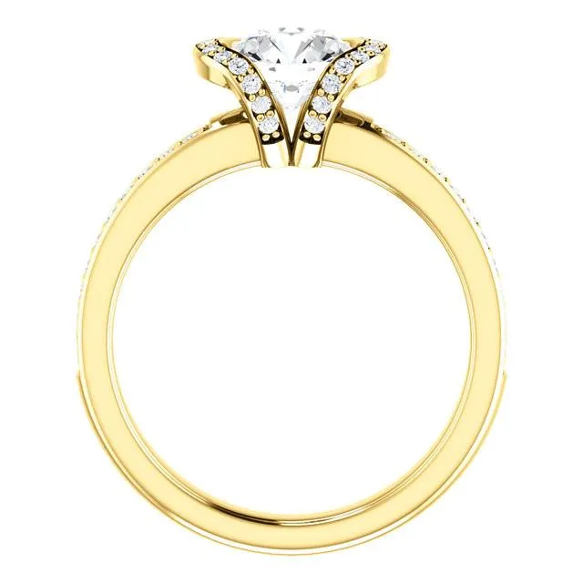 GB Rings Yellow Gold 186 Carat Round Natural Earth Mined Diamond Solitaire With Accents Fancy Ring