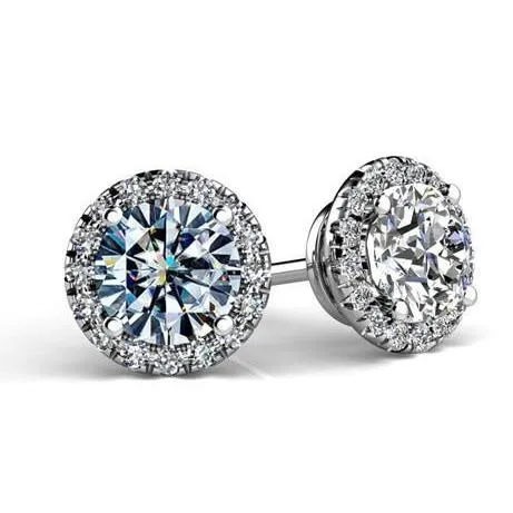 GB Round Brilliant 440 Carats Natural Earth Mined Diamonds Stud Earrings 14K White Gold Earrings GB Round Brilliant 440 Carats Natural Earth Mined Diamonds Stud Earrings 14K White Gold Earrings