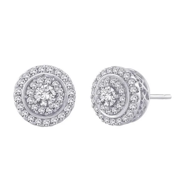 GB Round Brilliant Cut 165 Ct Natural Earth Mined Diamonds Lady Halo Studs Earrings WG 14K Earrings GB Round Brilliant Cut 165 Ct Natural Earth Mined Diamonds Lady Halo Studs Earrings WG 14K Earrings