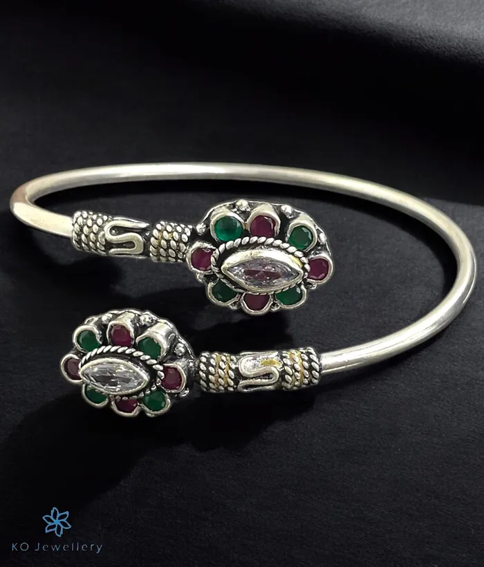 Gemstone Bracelets The Kajjara Silver Openable Gemstone Bracelet