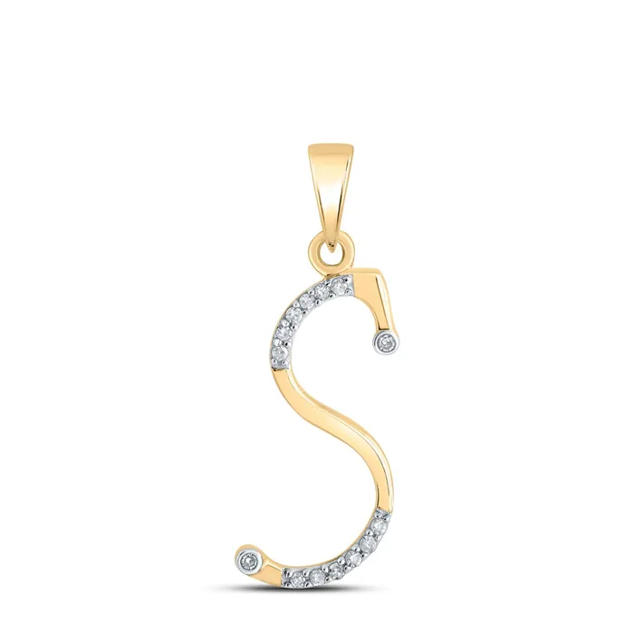 GND 10kt Yellow Gold Womens Round Diamond S Initial Letter Pendant 110 Cttw GND Necklaces GND 10kt Yellow Gold Womens Round Diamond S Initial Letter Pendant 110 Cttw GND Necklaces