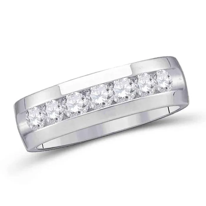 GND 14kt White Gold Mens Round Diamond Wedding Band Ring 14 Cttw Size 10 GND Rings