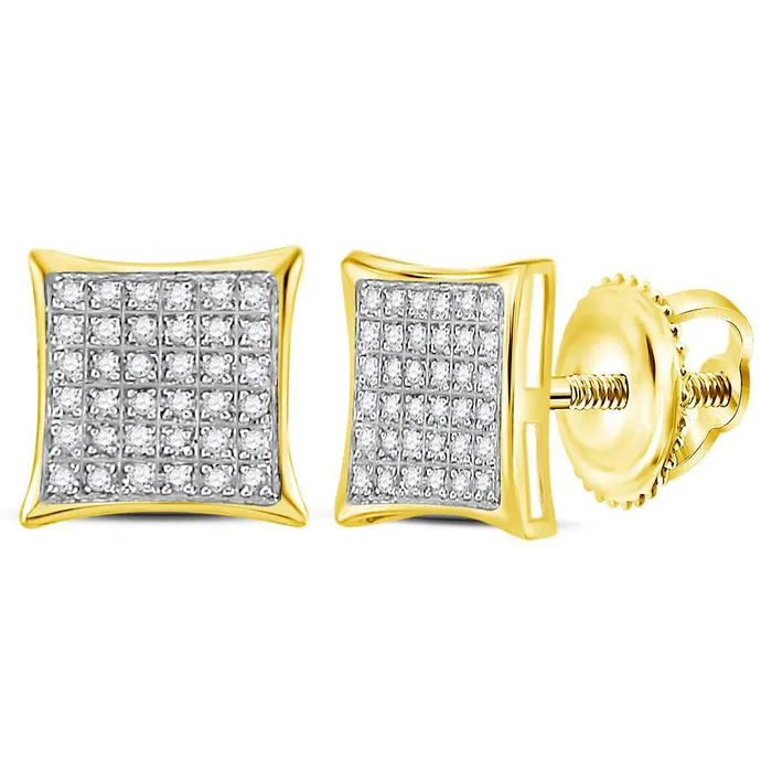 GND Earrings GND YellowTone Sterling Silver Round Diamond Kite Square Earrings 14 Cttw GND Earrings GND YellowTone Sterling Silver Round Diamond Kite Square Earrings 14 Cttw