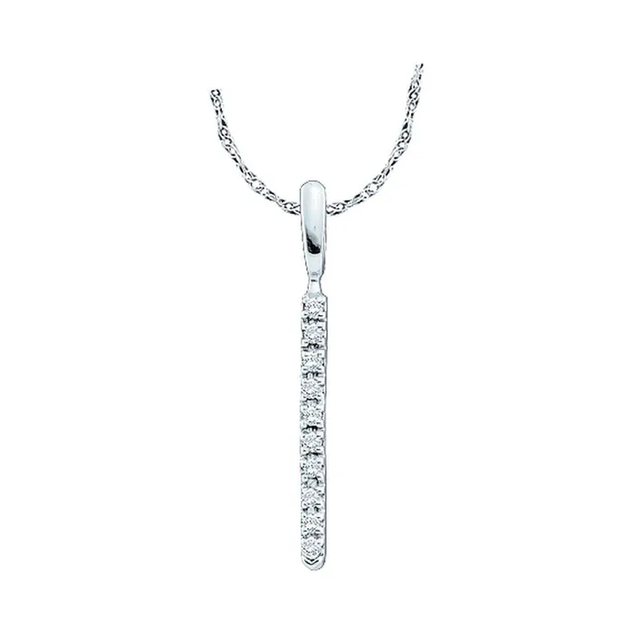 GND GND 14Kt White Gold Womens Round Diamond Bar Pendant 120 Cttw Necklaces GND GND 14Kt White Gold Womens Round Diamond Bar Pendant 120 Cttw Necklaces