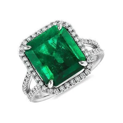Green Emerald Natural Earth Mined Diamond Gemstone Engagement Ring 1050 Carat WG 14K GB Rings Green Emerald Natural Earth Mined Diamond Gemstone Engagement Ring 1050 Carat WG 14K GB Rings