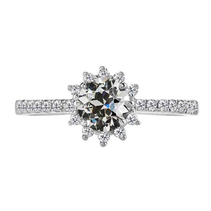 Halo Flower Style Old Cut Mined Diamond Engagement Ring 3 Carats HarryChadEntcom Rings