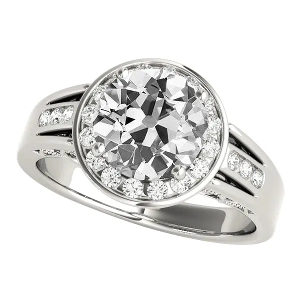 HarryChadEntcom 14K Gold Halo Round Old Miner Natural Earth Mined Diamond Ring Split Thick Shank 425 Carats Rings HarryChadEntcom 14K Gold Halo Round Old Miner Natural Earth Mined Diamond Ring Split Thick Shank 425 Carats Rings
