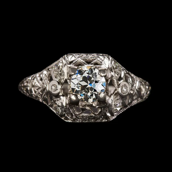 HarryChadEntcom 3 Stone Ring Round Old Cut Natural Earth Mined Diamond Filigree Antique Style 175 Carats Rings HarryChadEntcom 3 Stone Ring Round Old Cut Natural Earth Mined Diamond Filigree Antique Style 175 Carats Rings