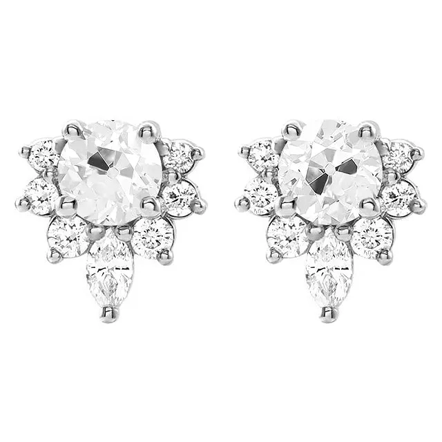 HarryChadEntcom Earrings Earth Mined Diamond Stud Earrings 850 Ct Marquise Round Old Cut HarryChadEntcom Earrings Earth Mined Diamond Stud Earrings 850 Ct Marquise Round Old Cut