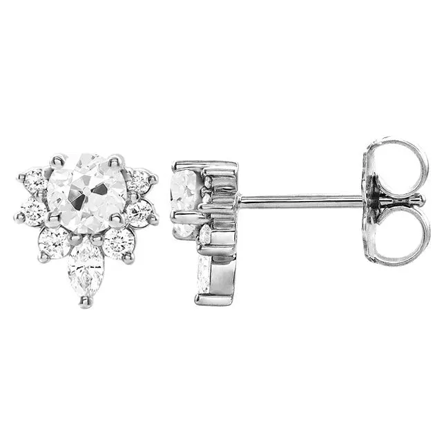 HarryChadEntcom Earrings Earth Mined Diamond Stud Earrings 850 Ct Marquise Round Old Cut