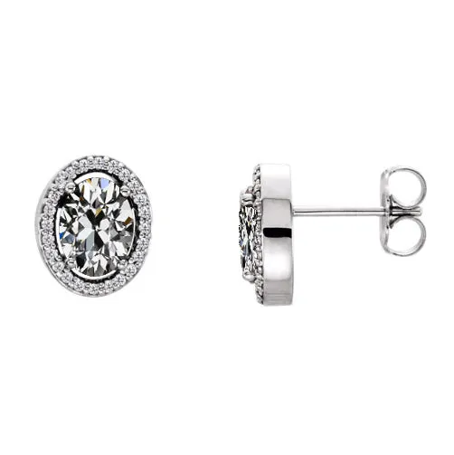 HarryChadEntcom Earrings Halo Mined Diamond Oval Round Old Cut Stud Earrings 350 Carats HarryChadEntcom Earrings Halo Mined Diamond Oval Round Old Cut Stud Earrings 350 Carats