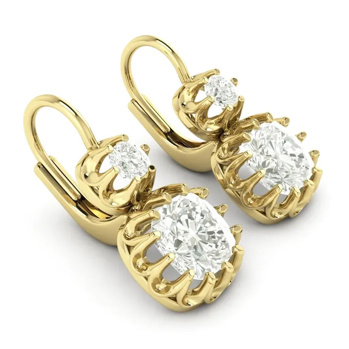 HarryChadEntcom Earrings Leverback Drop Earrings Cushion Earth Mined Diamonds HarryChadEntcom Earrings Leverback Drop Earrings Cushion Earth Mined Diamonds