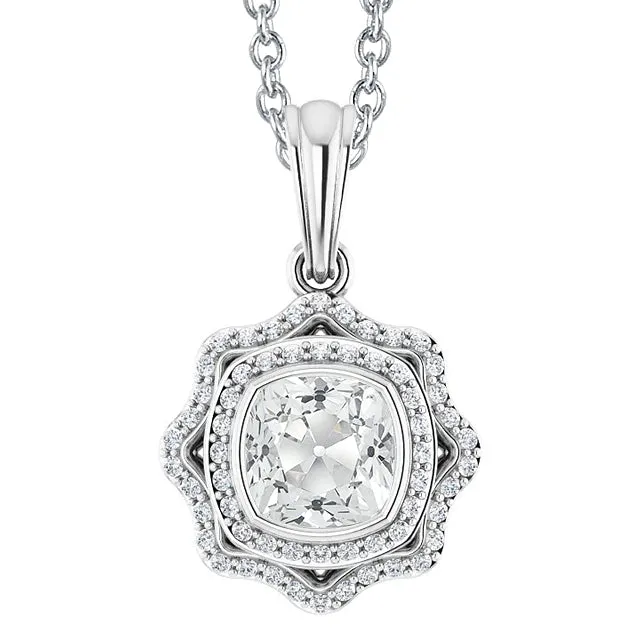 HarryChadEntcom Halo Natural Earth Mined Diamond Pendant Cushion Old Cut Bezel Set 450 Carats White Gold Necklaces HarryChadEntcom Halo Natural Earth Mined Diamond Pendant Cushion Old Cut Bezel Set 450 Carats White Gold Necklaces
