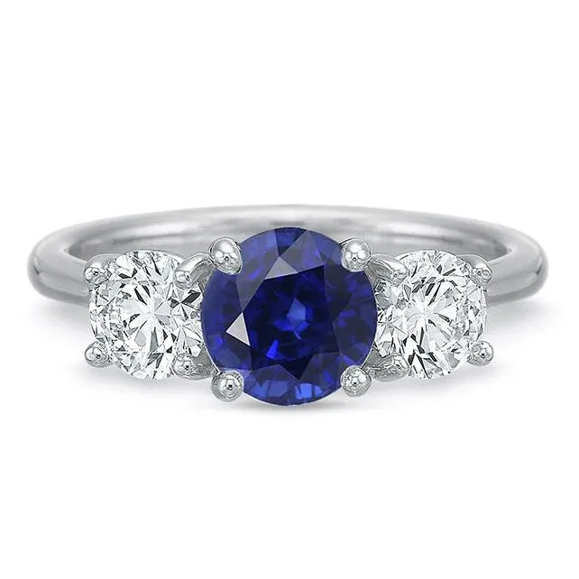 HarryChadEntcom Ladies Three Stone Ring Round Ceylon Sapphire 250 Carats Natural Earth Mined Diamonds Rings HarryChadEntcom Ladies Three Stone Ring Round Ceylon Sapphire 250 Carats Natural Earth Mined Diamonds Rings