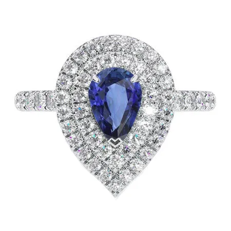 HarryChadEntcom Natural Blue Sapphire Ring 4 Ct Teardrop Pave Set Diamonds Rings HarryChadEntcom Natural Blue Sapphire Ring 4 Ct Teardrop Pave Set Diamonds Rings
