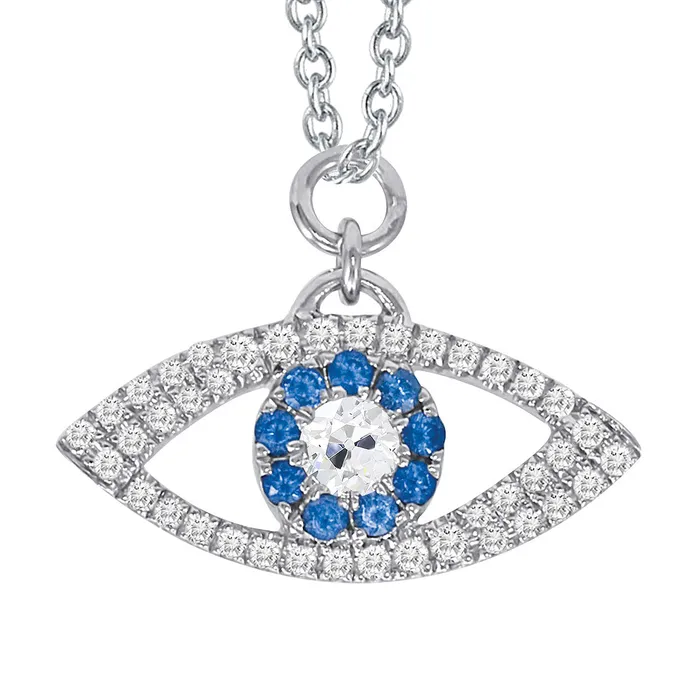 HarryChadEntcom Necklaces Halo Round Natural Earth Mined Diamond Blue Sapphire Eye Pendant Old Cut 5 Carats HarryChadEntcom Necklaces Halo Round Natural Earth Mined Diamond Blue Sapphire Eye Pendant Old Cut 5 Carats