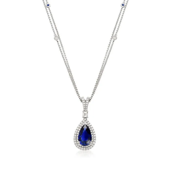 HarryChadEntcom Necklaces Natural Earth Mined Diamond Halo Teardrop Pendant Pear Ceylon Sapphire 150 Carats HarryChadEntcom Necklaces Natural Earth Mined Diamond Halo Teardrop Pendant Pear Ceylon Sapphire 150 Carats