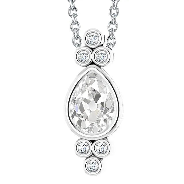 HarryChadEntcom Necklaces Womens Natural Earth Mined Diamond Pendant Bezel Set Pear Old Cut 350 Carats Slide Chain HarryChadEntcom Necklaces Womens Natural Earth Mined Diamond Pendant Bezel Set Pear Old Cut 350 Carats Slide Chain