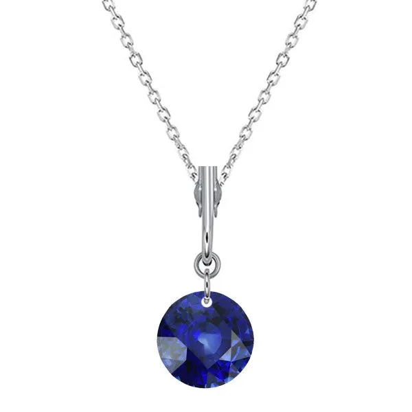 HarryChadEntcom Necklaces Womens Solitaire Pendant Round Ceylon Sapphire With Bail 150 Carats HarryChadEntcom Necklaces Womens Solitaire Pendant Round Ceylon Sapphire With Bail 150 Carats