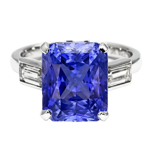 HarryChadEntcom Rings 3 Stone Ring Radiant Sapphire Baguette Natural Earth Mined Diamonds 4 Carats White Gold HarryChadEntcom Rings 3 Stone Ring Radiant Sapphire Baguette Natural Earth Mined Diamonds 4 Carats White Gold