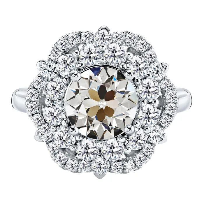 HarryChadEntcom Rings 550 Carats Old Mine Cut Halo Anniversary Ring White Gold 14K Natural Diamond