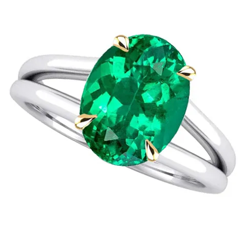 HarryChadEntcom Rings Big Oval Gemstone Ring Green Emerald Birthstone