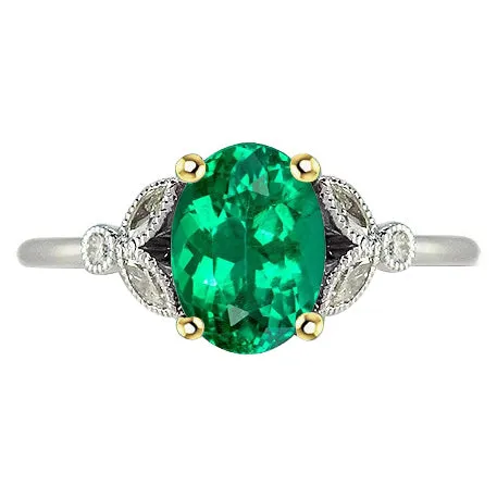 HarryChadEntcom Rings Dainty Vintage Style Oval Gemstone Ring Green Emeral