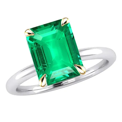 HarryChadEntcom Rings Emerald Cut Green Emerald Solitaire Ring