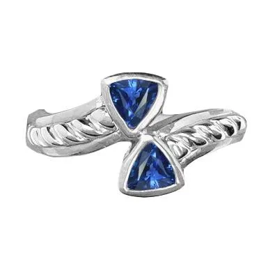 HarryChadEntcom Rings Gemstone Ring Trillion Bezel Set Blue Sapphire 1 Carat Rope Style HarryChadEntcom Rings Gemstone Ring Trillion Bezel Set Blue Sapphire 1 Carat Rope Style