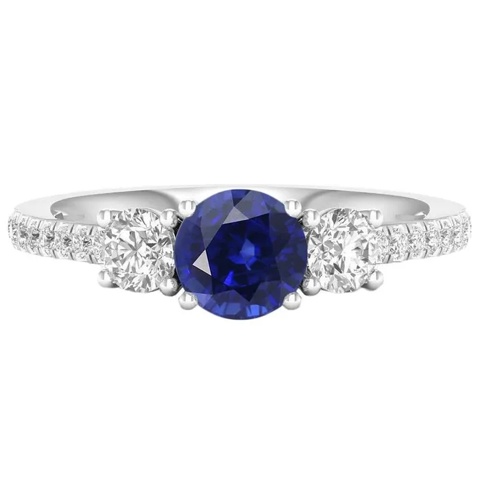 HarryChadEntcom Rings Gemstone Round Sapphire Ring 3 Stone Style Natural Earth Mined Diamonds 650 Carats Gold HarryChadEntcom Rings Gemstone Round Sapphire Ring 3 Stone Style Natural Earth Mined Diamonds 650 Carats Gold