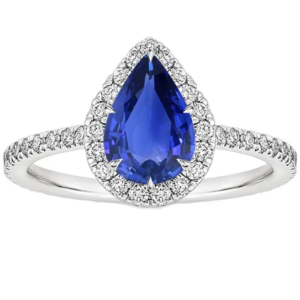 HarryChadEntcom Rings Halo Engagement Ring Pear Ceylon Sapphire Natural Earth Mined Diamonds 350 Carats HarryChadEntcom Rings Halo Engagement Ring Pear Ceylon Sapphire Natural Earth Mined Diamonds 350 Carats
