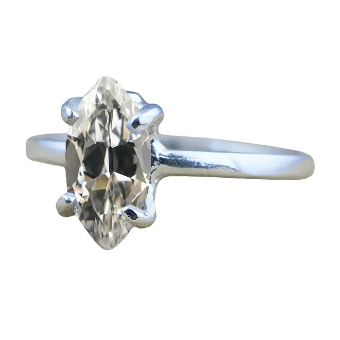 HarryChadEntcom Rings Marquise Old European Mined Diamond Solitaire Ring 3 Carats White Gold 14K