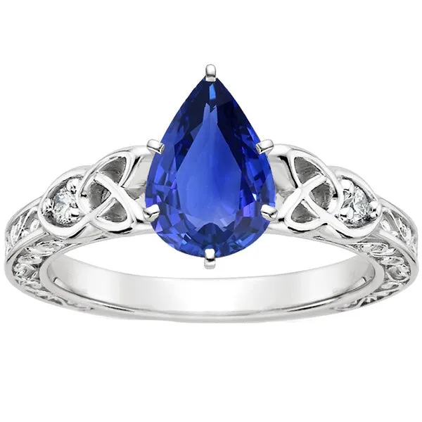 HarryChadEntcom Rings Natural Earth Mined Diamond 3 Stone Ring Pear Ceylon Sapphire Vintage Style 425 Carats HarryChadEntcom Rings Natural Earth Mined Diamond 3 Stone Ring Pear Ceylon Sapphire Vintage Style 425 Carats
